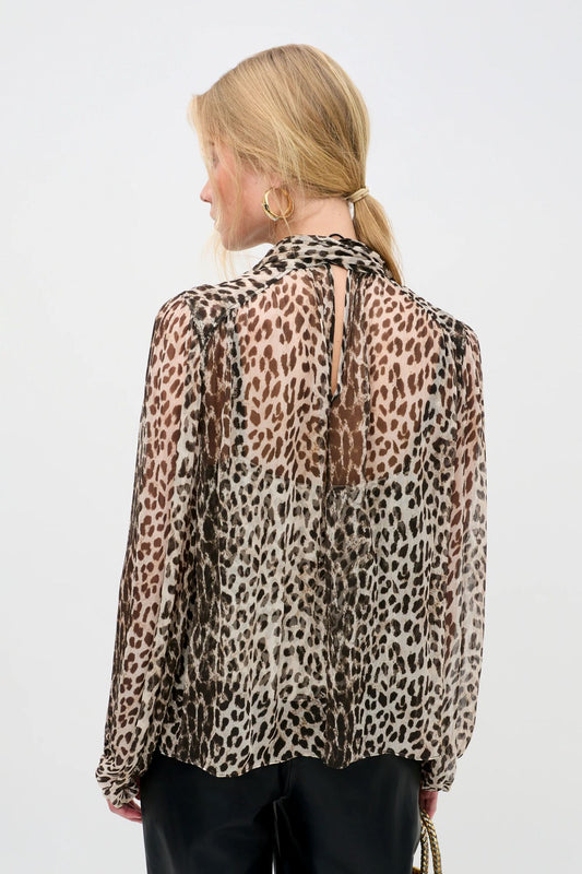 Rixo Rya Chiffon Blouse Nina Leopard Mocha