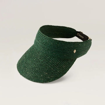 Helen Kaminski Kenna Raffia Braid Visor Emerald Green Hat
