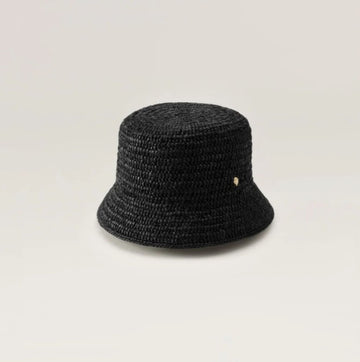 Helen Kaminski Chaturi Raffia Crochet Bucket Hat Charcoal