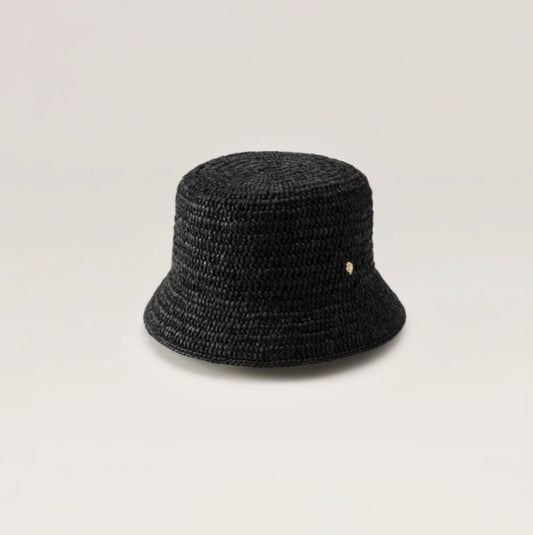 Helen Kaminski Chaturi Raffia Crochet Bucket Hat Charcoal