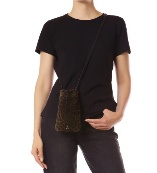 Jerome Dreyfuss Gordi Mobile Imprimé Léopard Kaki Split Suede
