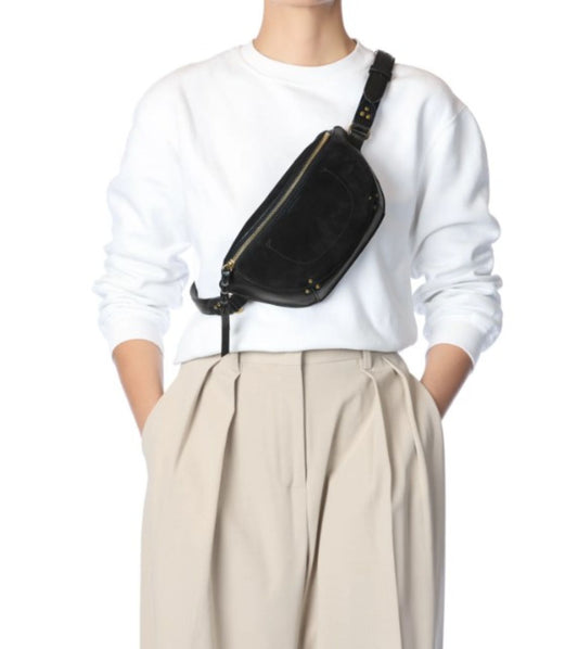 Jerome Dreyfuss Lino Banane Bag Noir Split Suede