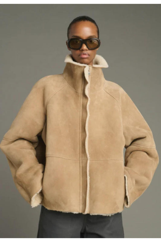 Soeur Kleber Shearling Jacket Beige