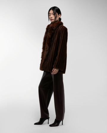 DUCIE Sienna Faux Fur Coffee Bean Ribbed