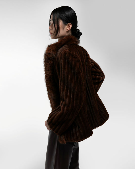 DUCIE Sienna Faux Fur Coffee Bean Ribbed