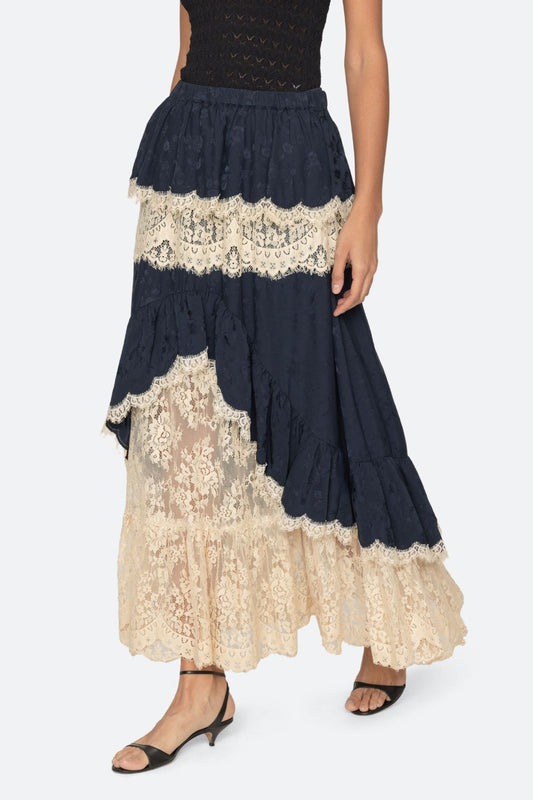 Sea NY Shay Lace Midi Skirt Navy