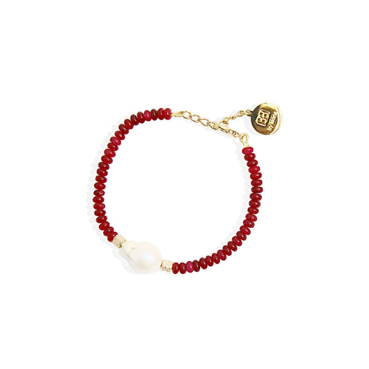By Alona Verity Bracelet Red Jade and Pearl