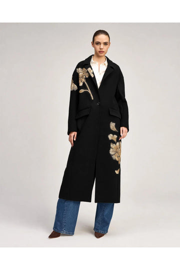 Cinq à Sept Gilded Peony Lilienne Coat Black/Gold