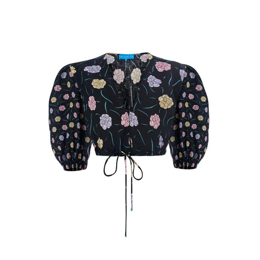 A Mere Co Gustavia Printed Top Black Floral Print