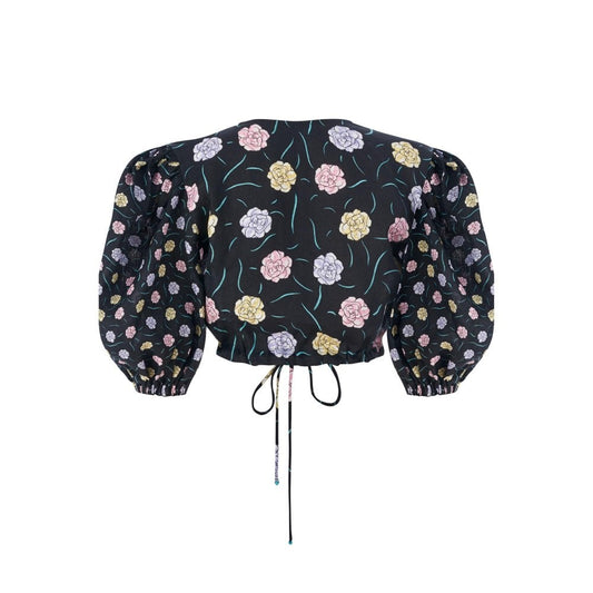 A Mere Co Gustavia Printed Top Black Floral Print