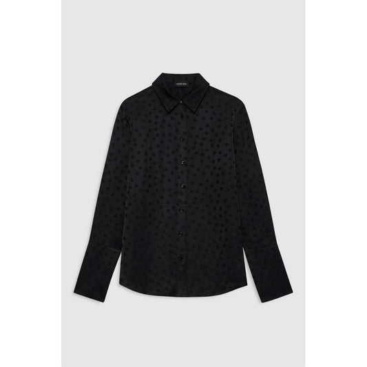 Anine Bing Amanda Shirt Black Dot Jacquard