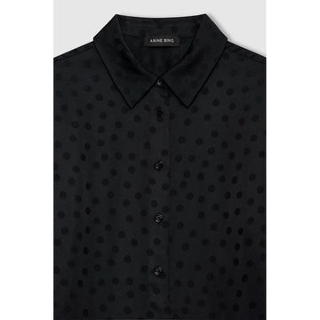 Anine Bing Amanda Shirt Black Dot Jacquard