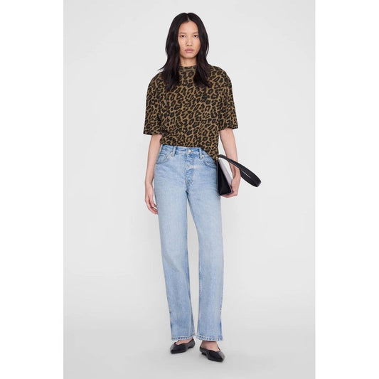 Anine Bing Avi Tee Black And Brown Leopard