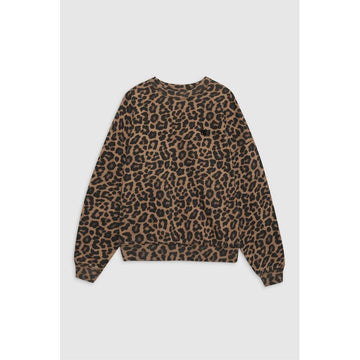 Anine Bing Miles Sweatshirt Black And Brown Leopard