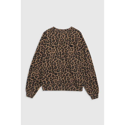 Anine Bing Miles Sweatshirt Black And Brown Leopard