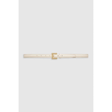 Anine Bing Nicola Belt Bone Crinkled Patent