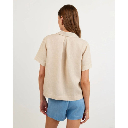 Bella Dahl Short Sleeve Button Down Linen Sand