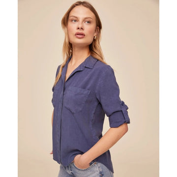 Bella Dahl Split Back Button Down Midnight Surf