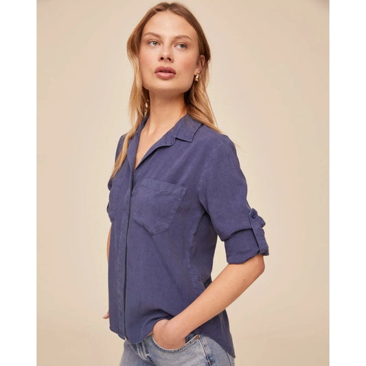 Bella Dahl Split Back Button Down Midnight Surf