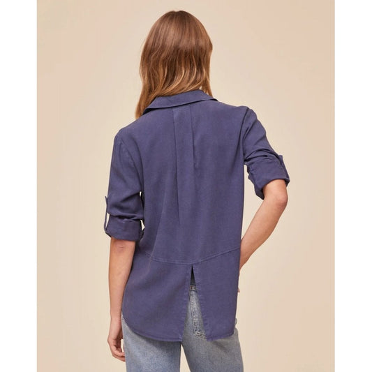 Bella Dahl Split Back Button Down Midnight Surf