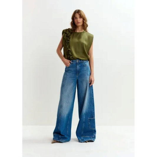 Essentiel Antwerp Jelaba Patchwork Jeans Quiet Pool