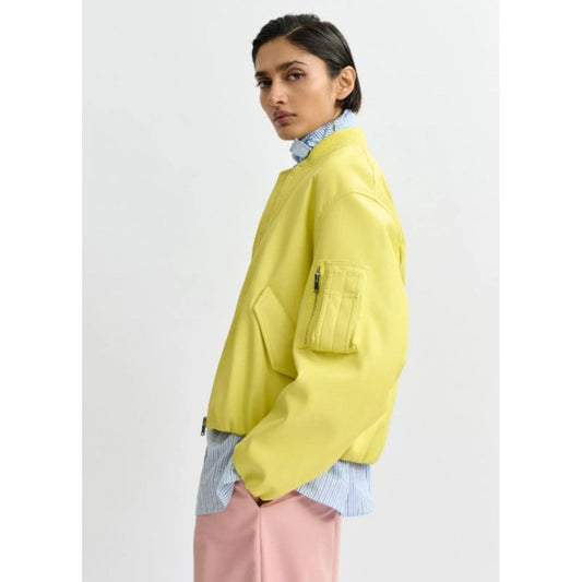 Essentiel Antwerp Jug Faux Leather Bomber Lemon Squeeze