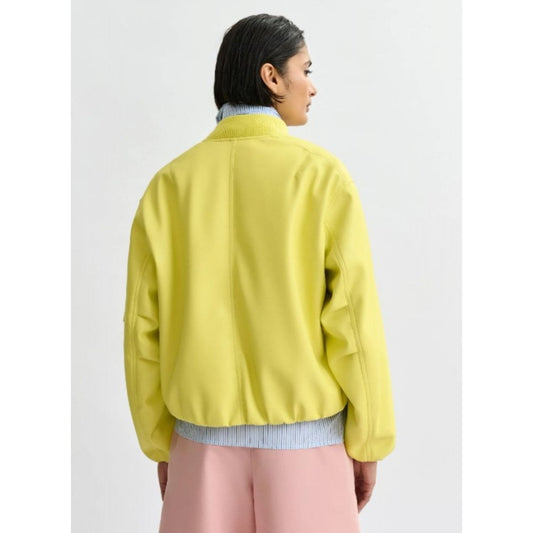 Essentiel Antwerp Jug Faux Leather Bomber Lemon Squeeze