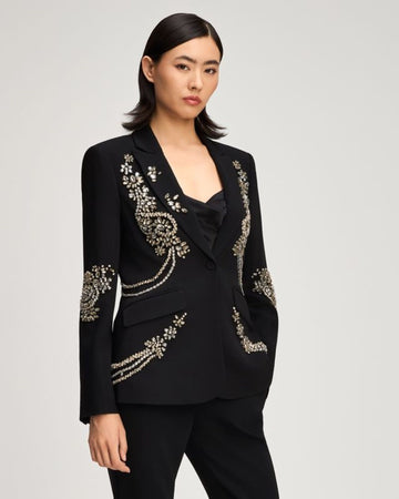 Cinq à Sept Crystal Cascade Cheyenne Blazer Black