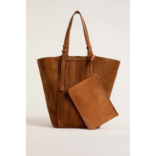 Golden Goose 24.7 Fringed Palmellato Leather And Suede Body Tote Bag