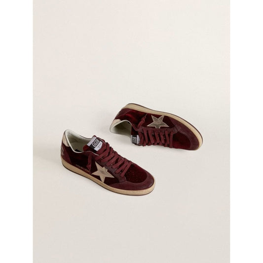 Golden Goose Ballstar Velvet Upper Suede Toe And Spur Laminated Star And Heel Sneakers