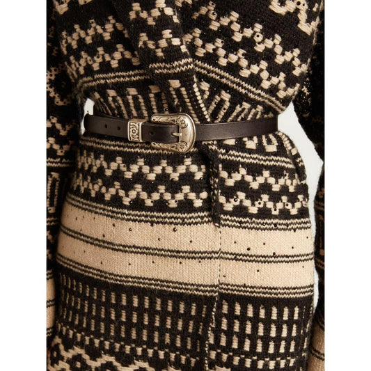 Golden Goose Black Slim Belt Hip Lace Silver Buckle