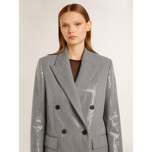 Golden goose DB Wool Boyfriend Jacket In Micro Houndstooth With Sequins Shadow Grey