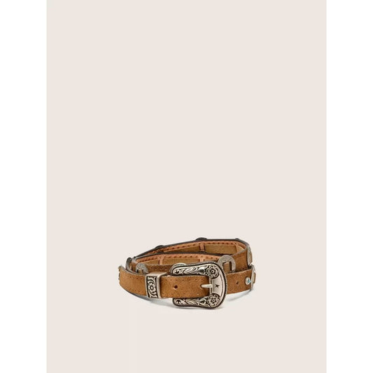 Golden Goose Lace Washed Nabuk Thin Belt Hazelnut