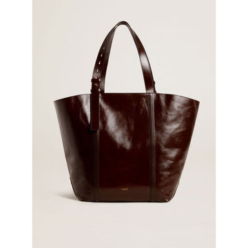 Golden Goose Shopping 24/7 Shiny Bordeaux Leather Gold Metal Accents