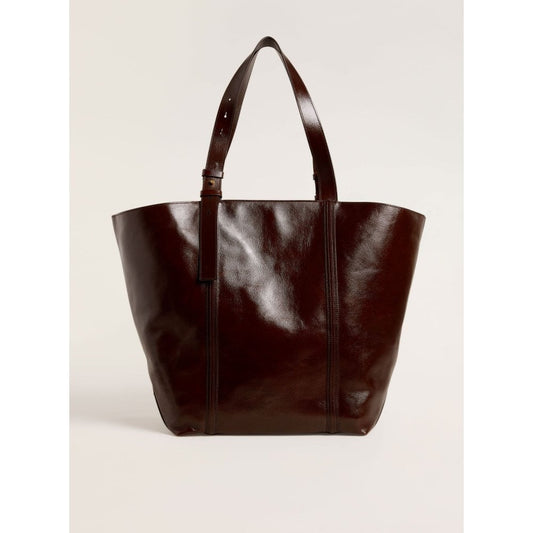 Golden Goose Shopping 24/7 Shiny Bordeaux Leather Gold Metal Accents