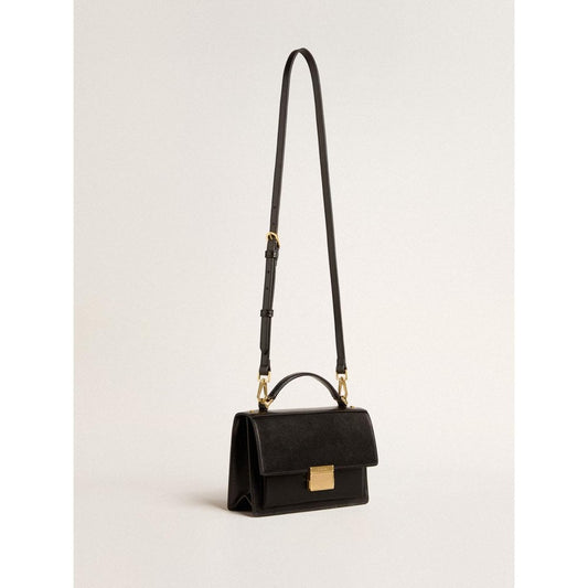 Golden Goose Venezia Palmellato Smooth Leather Bag In Black With Gold Details