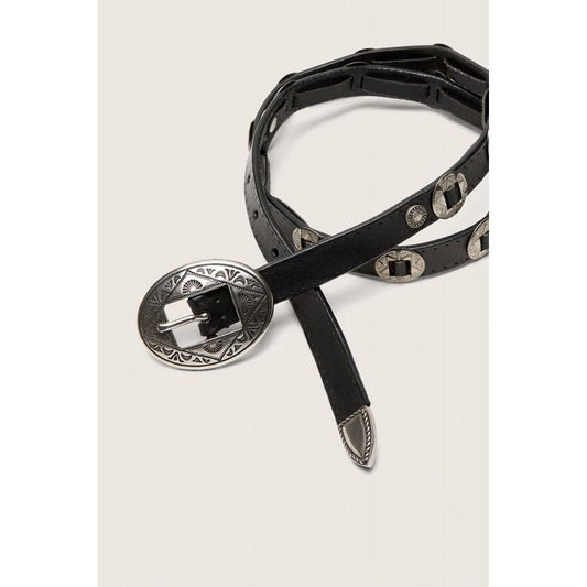 Golden Goose Washed Leather Lace Belt With Hammered Studs Black