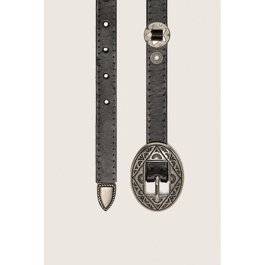 Golden Goose Washed Leather Lace Belt With Hammered Studs Black