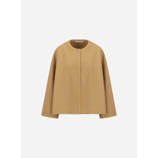 Harris Wharf Collarless Cape Cashmere Blend Tan