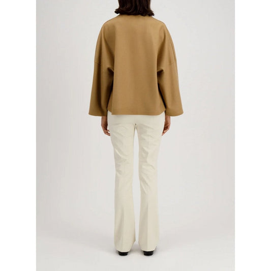 Harris Wharf Collarless Cape Cashmere Blend Tan