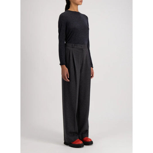 Harris Wharf Double Pleats Trousers Micro Tattersall