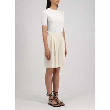 Harris Wharf Pleated Bermuda Seersucker Shorts