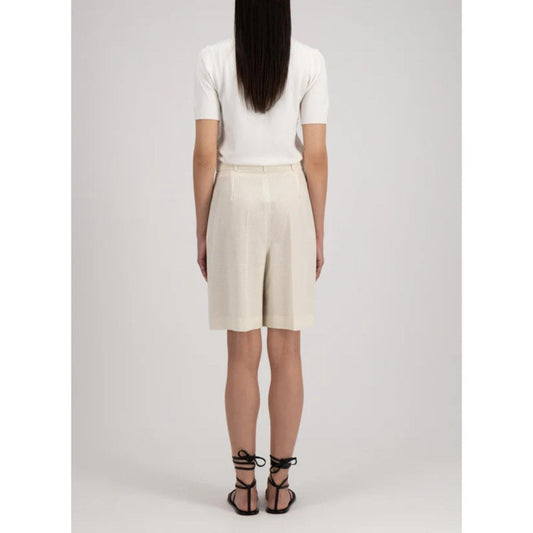 Harris Wharf Pleated Bermuda Seersucker Shorts