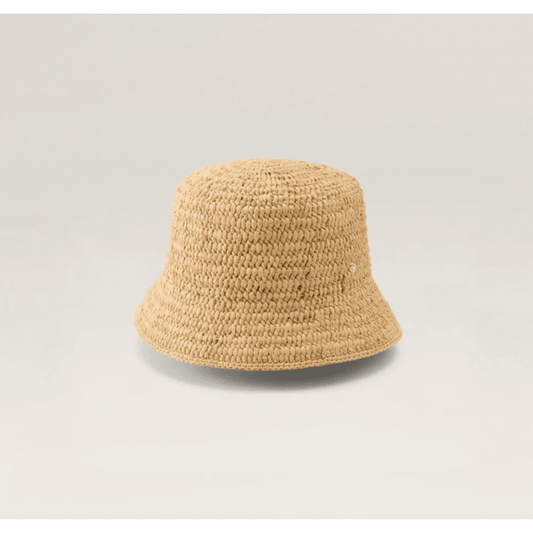 Helen Kaminski Chaturi Raffia Crochet Bucket Hat Natural