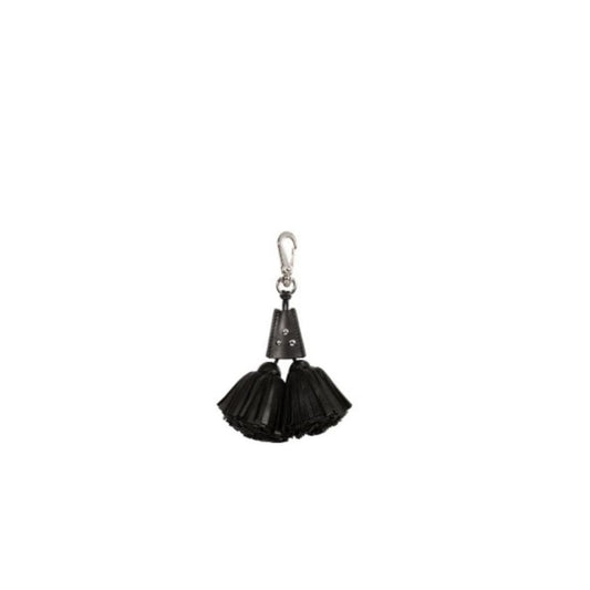 Jerome Dreyfuss Pompon Twin Keychain Noir Silver