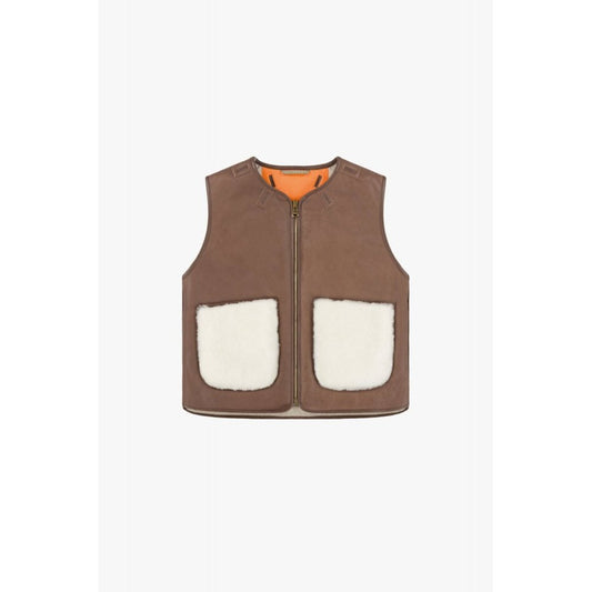 Marfa Stance Aviator Shearling Vest Chocolate