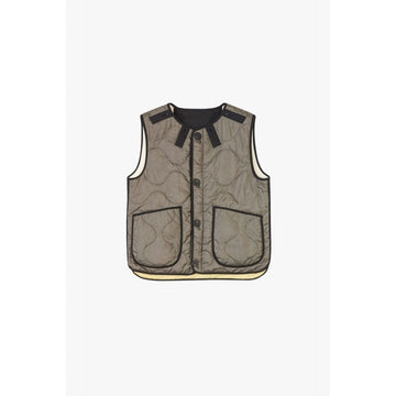 Marfa Stance Patchwork Wool Vest Olive Ivory
