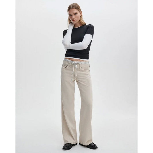 Rag & Bone Saige Relaxed Straight Boxer Jean Sandstripe