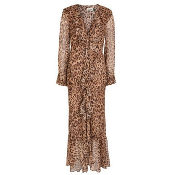 Rixo Gracie Dress In Leopard Chiffon Print