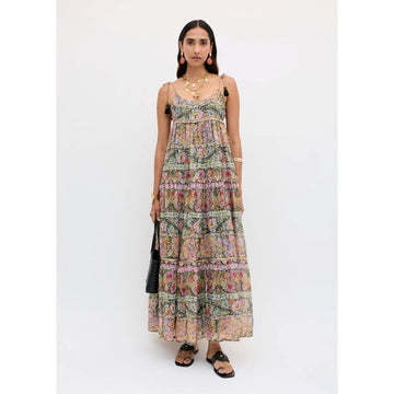 Rixo Kamilah Dress Cara Stripe Black